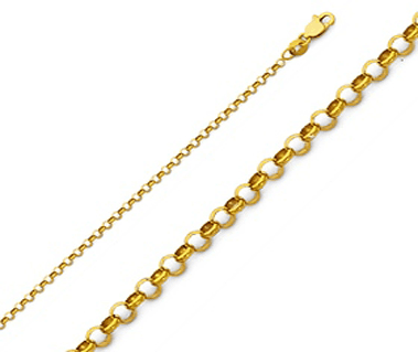 14K Yellow Gold Classic Rolo Chain 2.1 mm