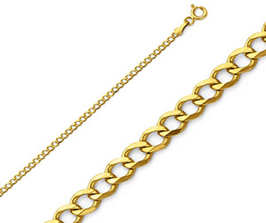 14K Yellow Gold Concave Curb Chain 2 mm