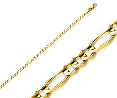 14K Yellow Gold Figaro Link Chain 2.5 mm