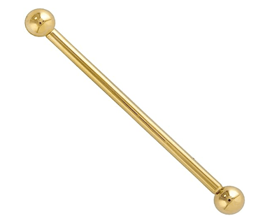 14k Yellow Gold Industrial Barbell