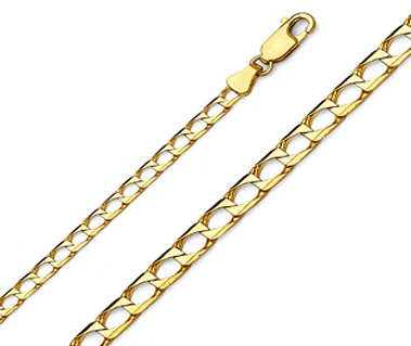 14K Yellow Gold Square Curb Link Chain 3.5 mm