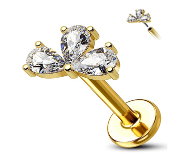 14K Gold Cartilage Flower Flat Back Helix Stud