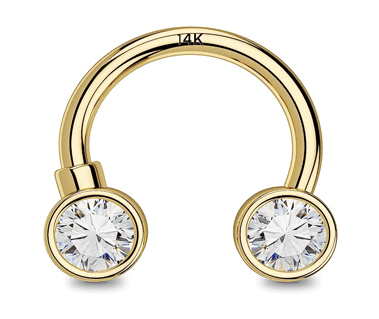 14K Solid Gold Horseshoe Circular Barbells Helix