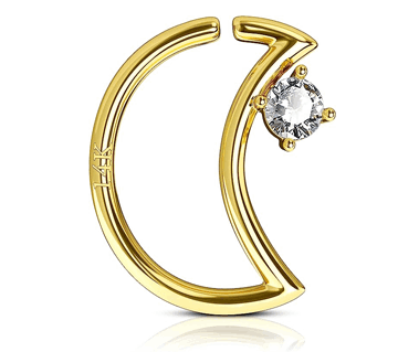 14K Solid Gold Moon Daith Earrings Helix