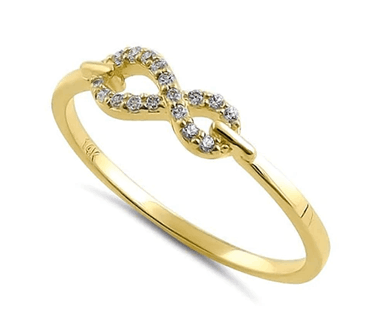 14K Yellow Gold Trendy Infinity CZ Solid Ring 