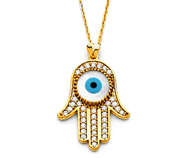 14K Hamsa Evil Eye ZC Charms Necklaces