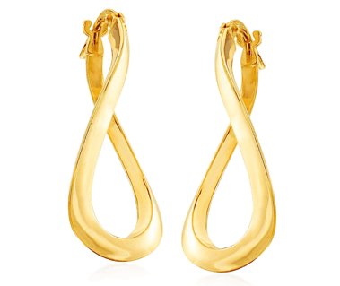  Italian 14kt Yellow Gold Curvy Oval Hoop Earrings