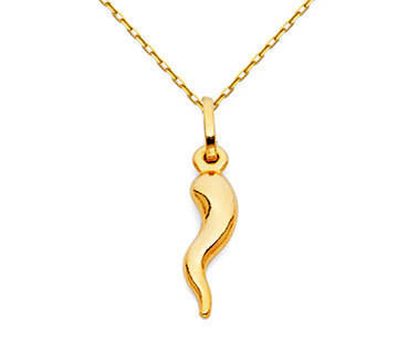14K Hollow Horn Italian Charms Necklaces