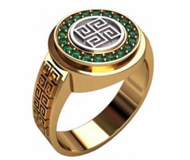 14K Gold Round ZC Men's Rings