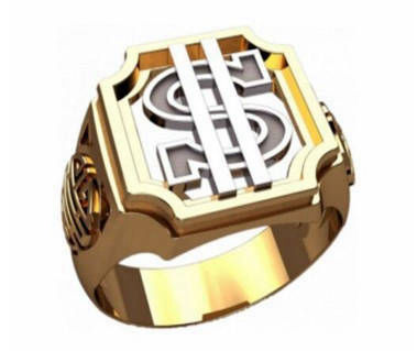 14K Gold Cash Symbol Men's Rings