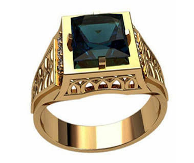 14K Gold Square Emerald Cut Men's Rings 